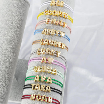 Personalized Bubble Name Layered Rope Bracelet