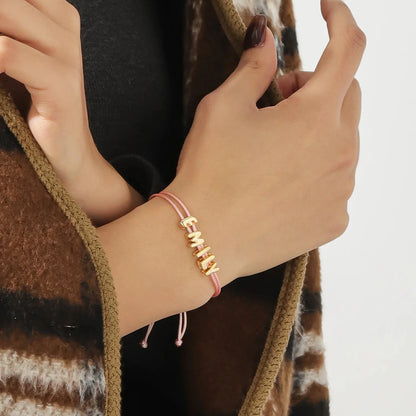 Personalized Bubble Name Layered Rope Bracelet