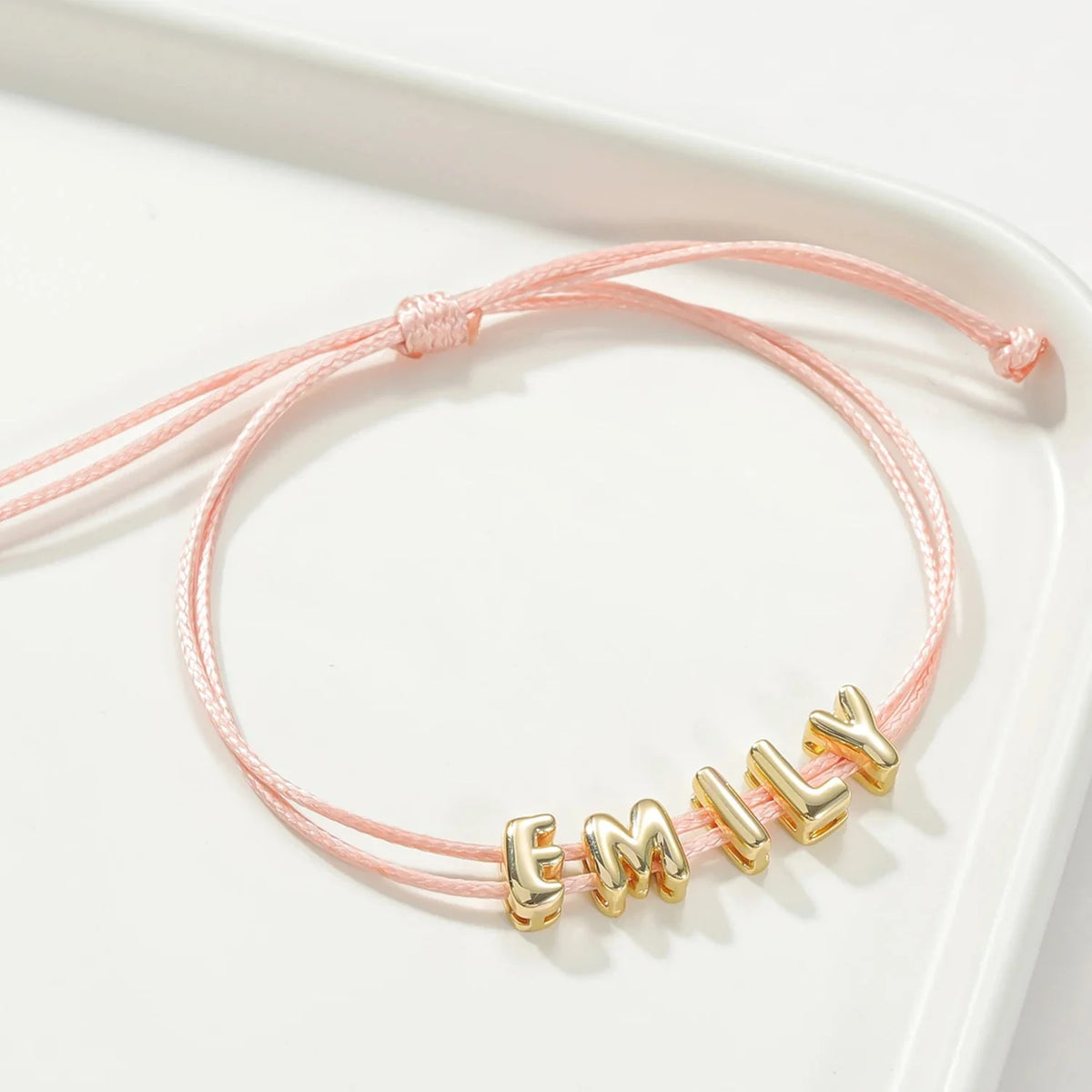 Personalized Bubble Name Layered Rope Bracelet
