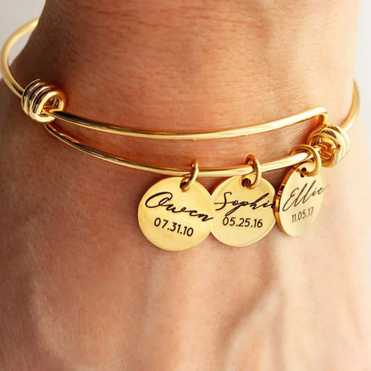 Personalized Family Bangle Bracelet