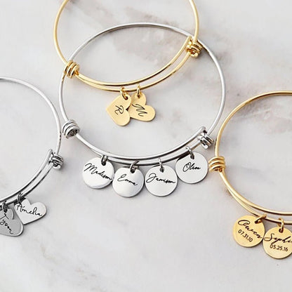 Personalized Family Bangle Bracelet