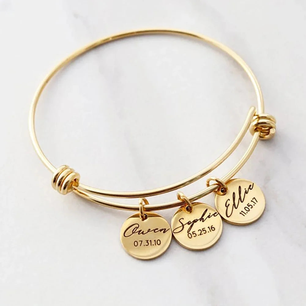 Personalized Family Bangle Bracelet