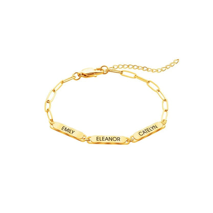 Personalized Family Names Paperclip Bracelet