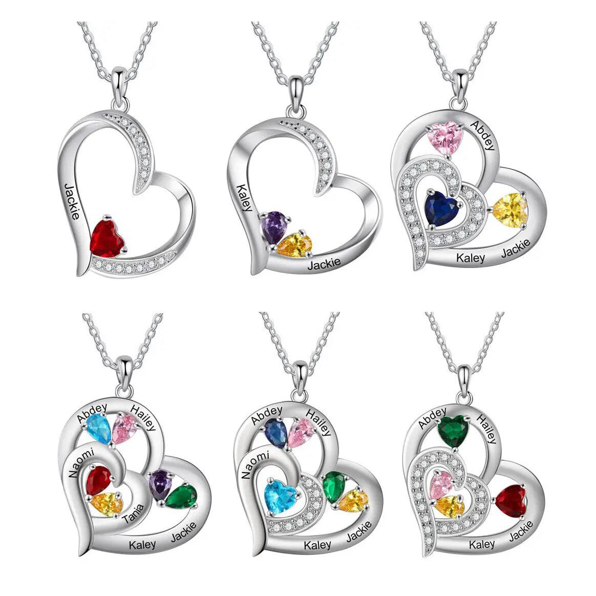 Personalized Name & Birthstone Heart Necklace