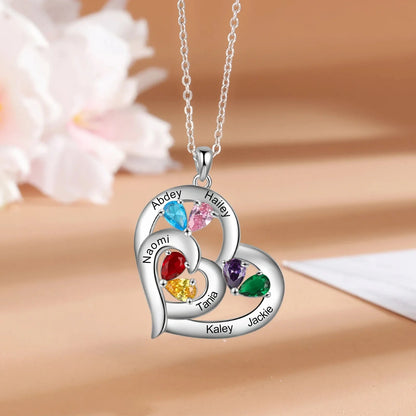 Personalized Name & Birthstone Heart Necklace