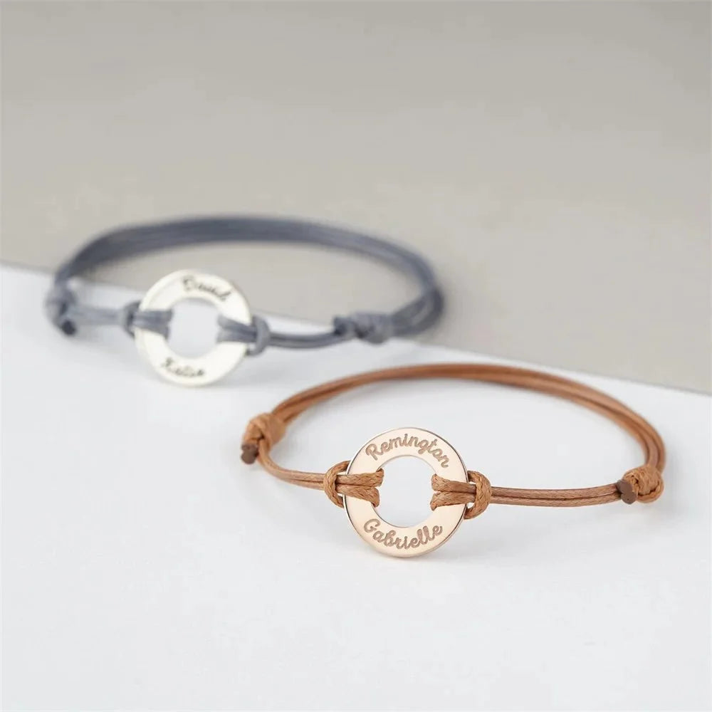 Personalized Name Disc Rope Bracelet