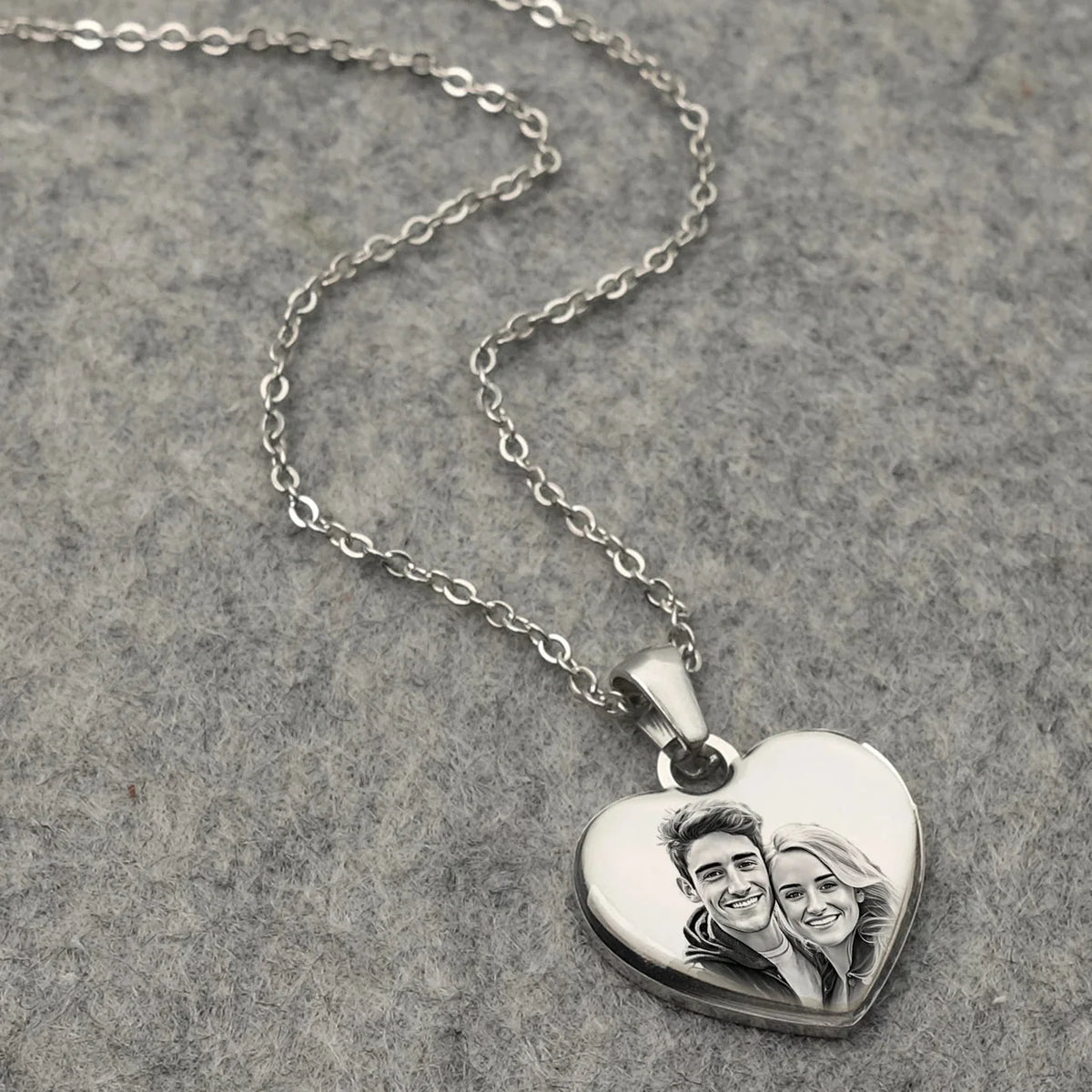 Personalized Picture & Text Heart Pendant Necklace