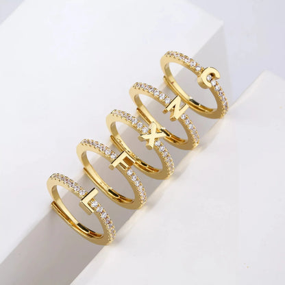 Radiant Adjustable Letter Initial Rings