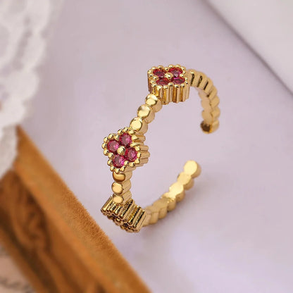Resizable Trio Textured Floral Rings