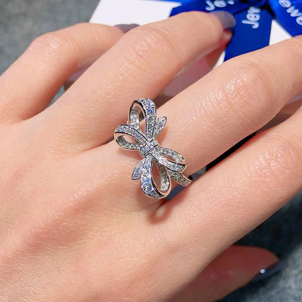Romantic Bow Shaped Diamond Ring