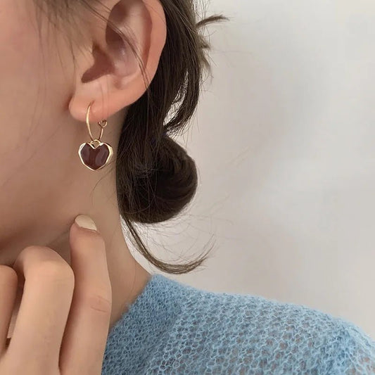 Romantic Burgundy Heart Earrings