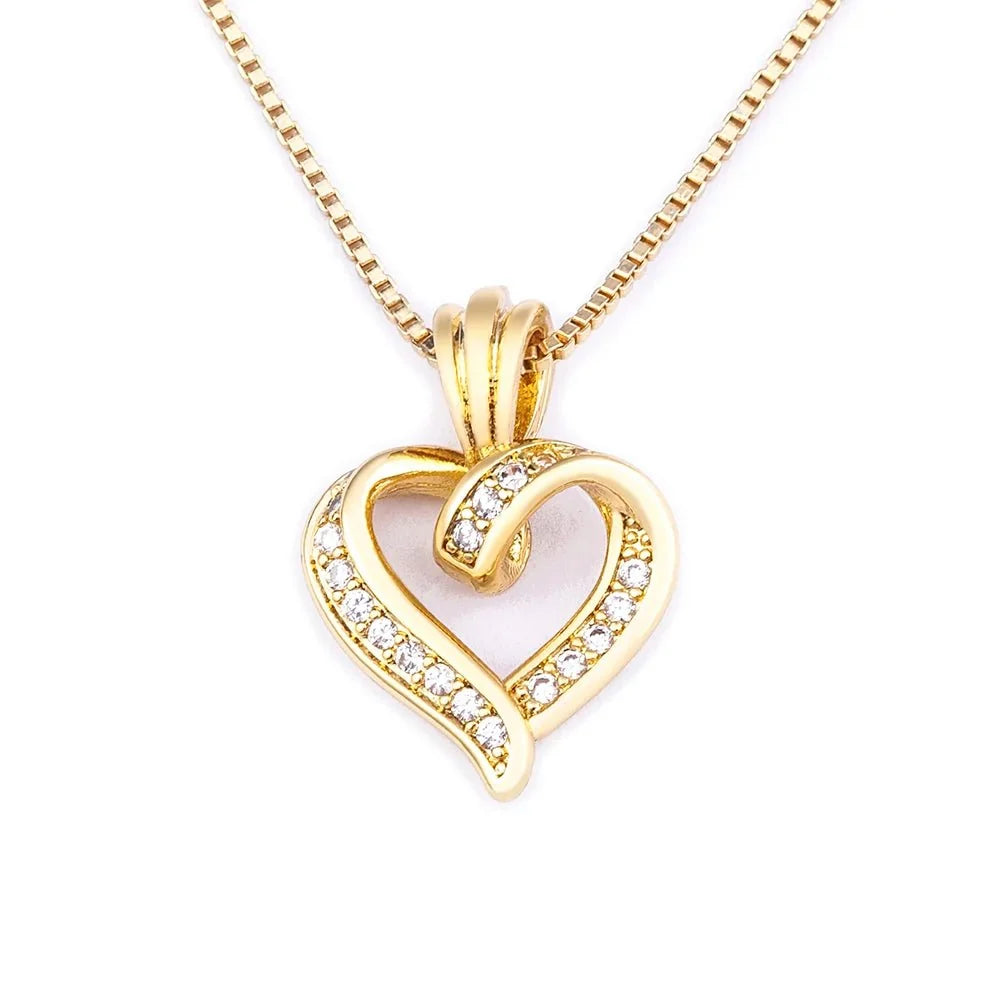 Romantic Diamond Heart Pendant Necklace