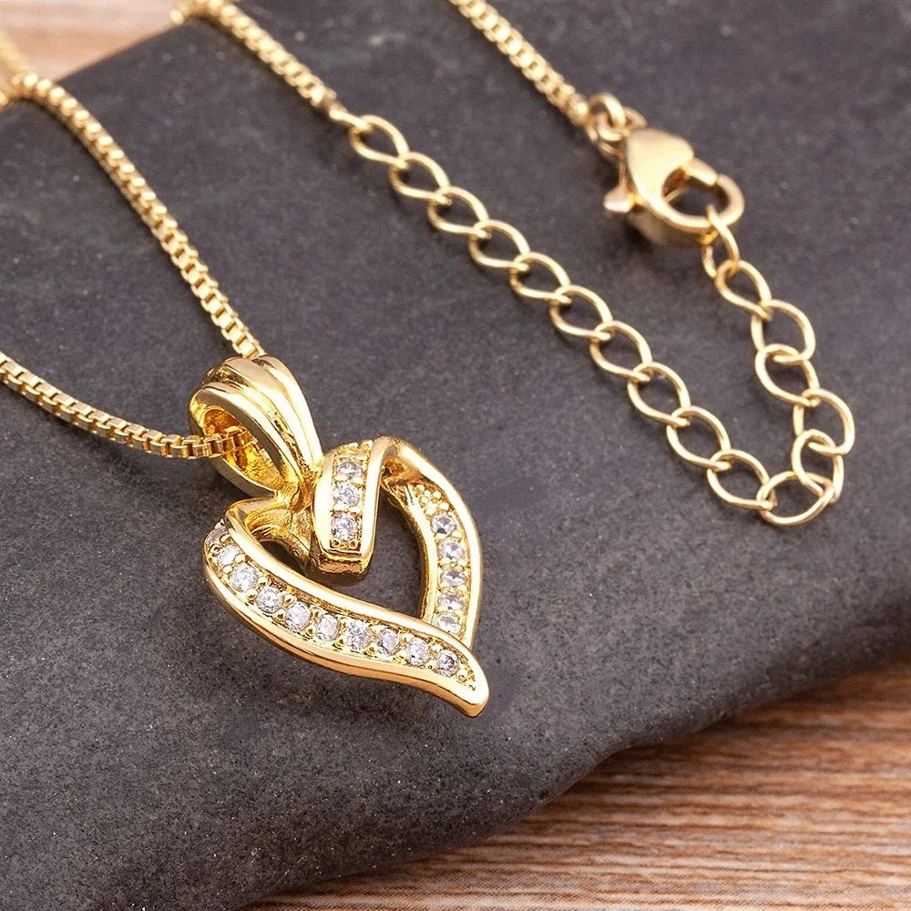 Romantic Diamond Heart Pendant Necklace