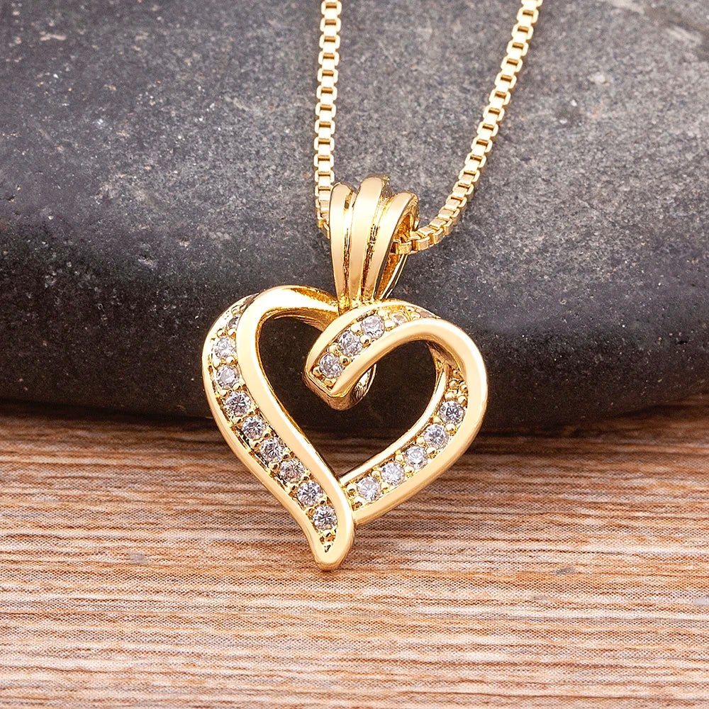 Romantic Diamond Heart Pendant Necklace
