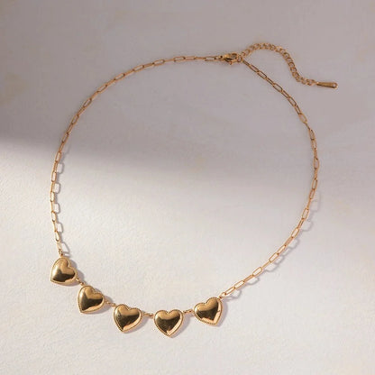 Romantic Five Heart Pendant Necklace