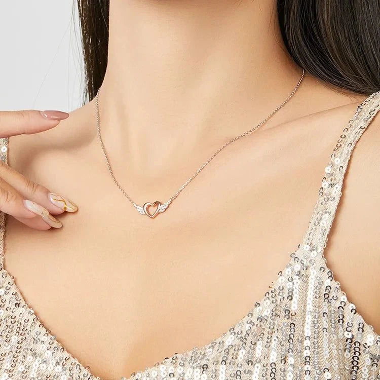 S925 Angel Wings Heart Necklace