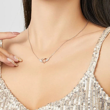 S925 Angel Wings Heart Necklace