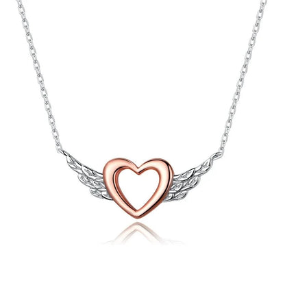 S925 Angel Wings Heart Necklace