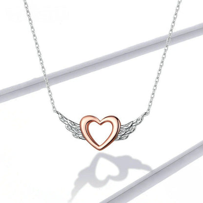 S925 Angel Wings Heart Necklace