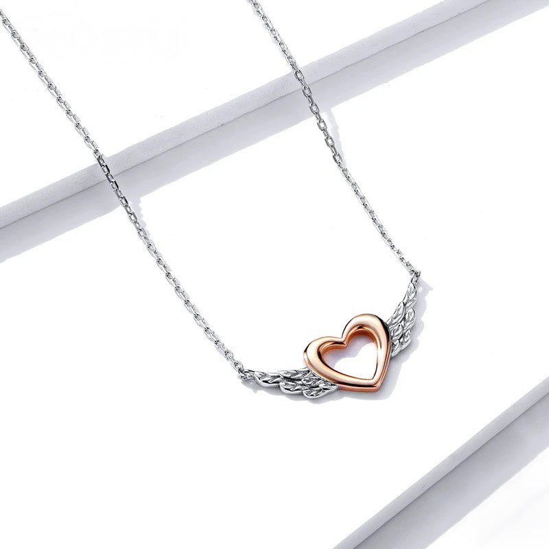 S925 Angel Wings Heart Necklace