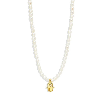 S925 Dainty Diamond Charm Pearl Necklace