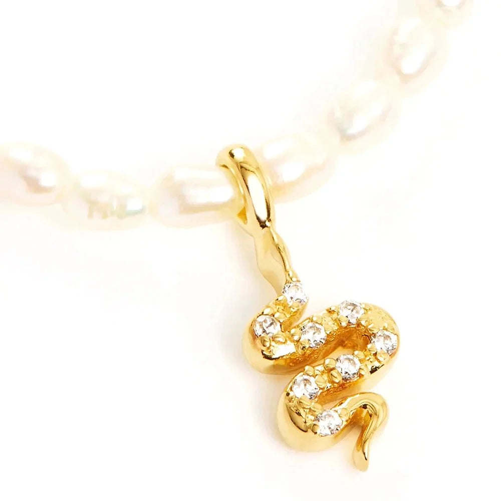 S925 Dainty Diamond Charm Pearl Necklace
