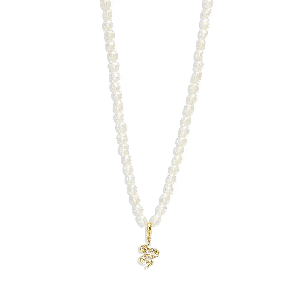 S925 Dainty Diamond Charm Pearl Necklace
