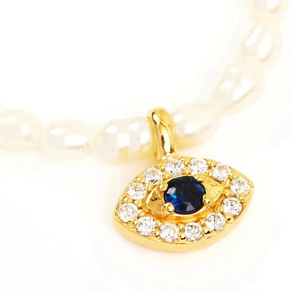 S925 Dainty Diamond Charm Pearl Necklace