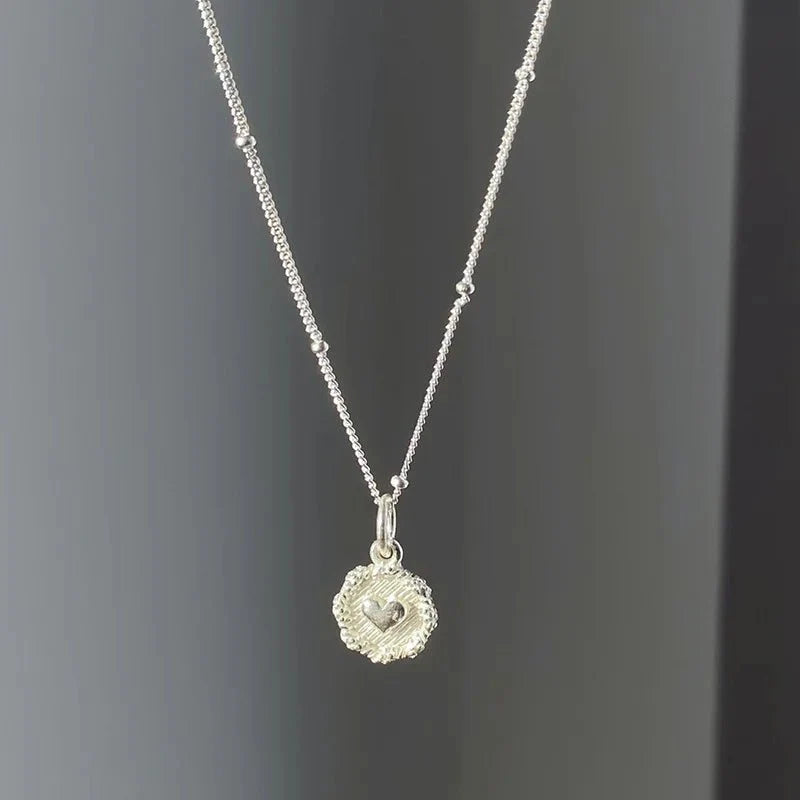 S925 Dainty Heart Coin Satellite Necklace