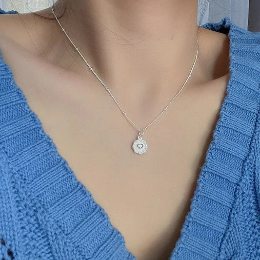 S925 Dainty Heart Coin Satellite Necklace
