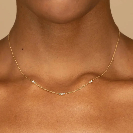 S925 Dainty Triple Zircon Necklace