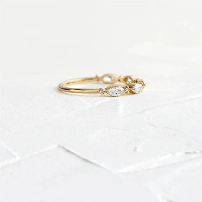 S925 Thin Dainty Oval Diamond Ring