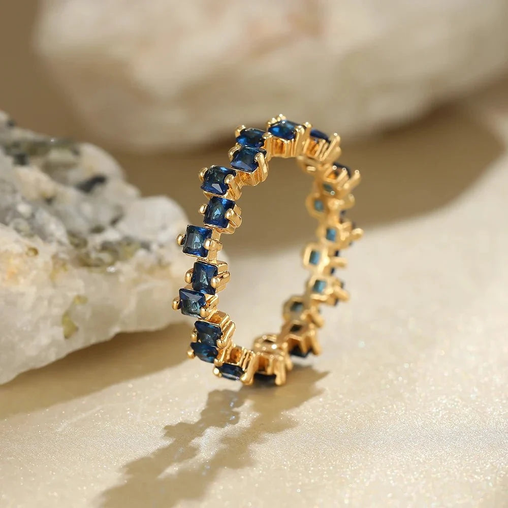 Scattered Cubic Diamonds Dainty Ring