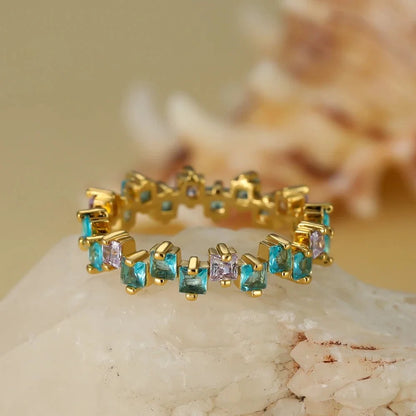 Scattered Cubic Diamonds Dainty Ring