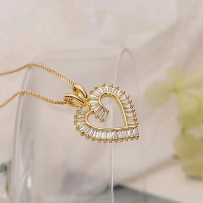 Shimmering Diamond Accented Heart Necklaces