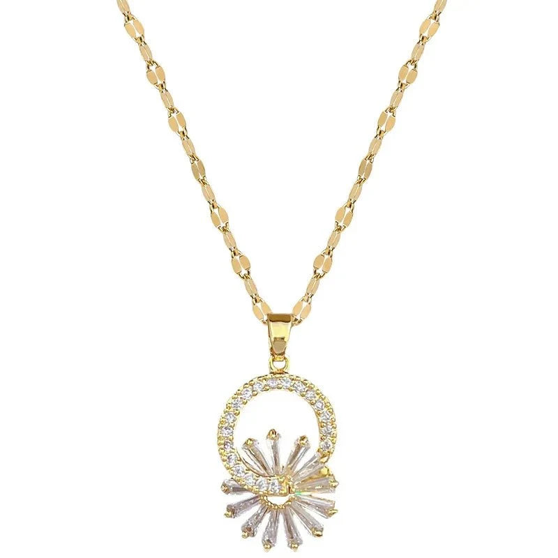 Shimmering Floral Diamond Necklace and Earrings