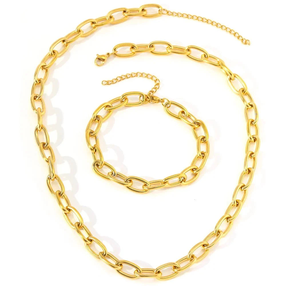 Simple Paperclip Necklace & Bracelet Set