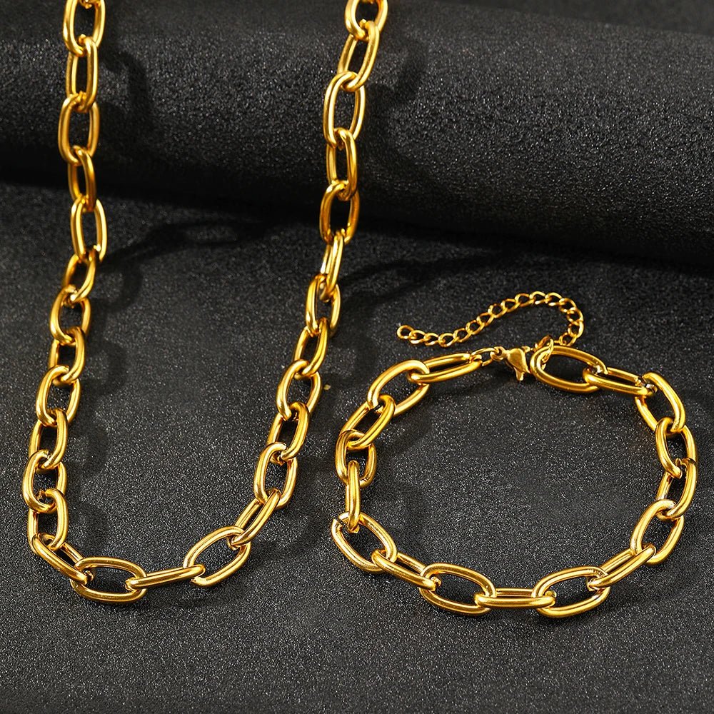 Simple Paperclip Necklace & Bracelet Set