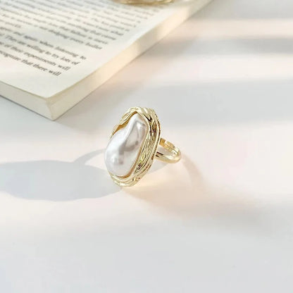 Statement Gold Accented Pearl Ring