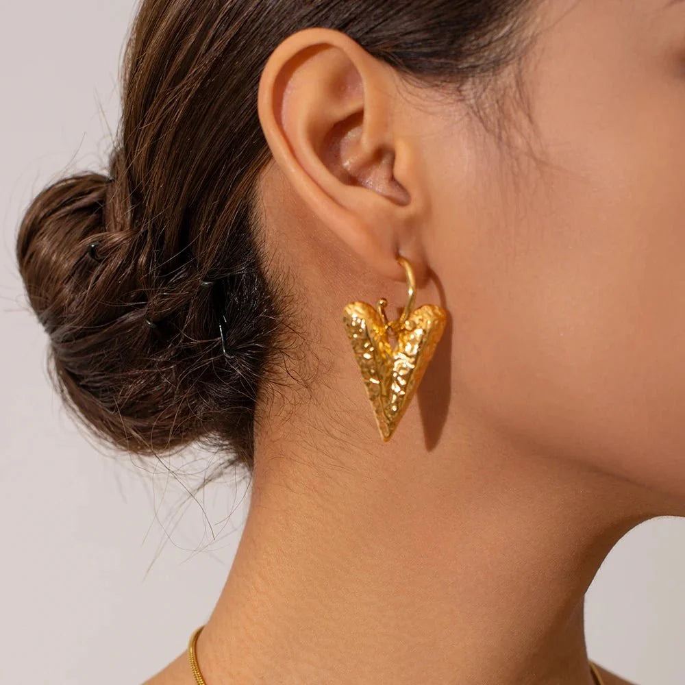 Textured Heart Huggie Earrings