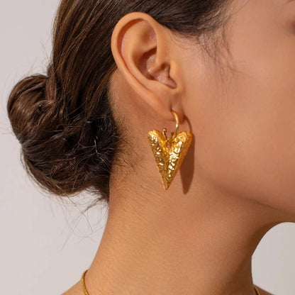 Textured Heart Huggie Earrings