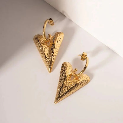 Textured Heart Huggie Earrings