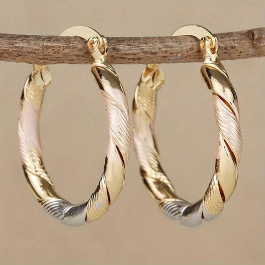 Triple Contrast Wrap Hoop Earrings