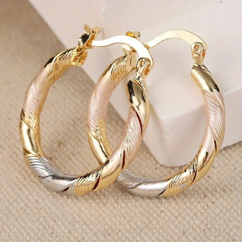 Triple Contrast Wrap Hoop Earrings