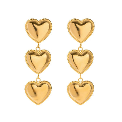 Triple Hearts Drop Earrings