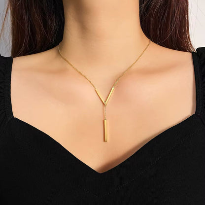 V Drop Lariat Necklace