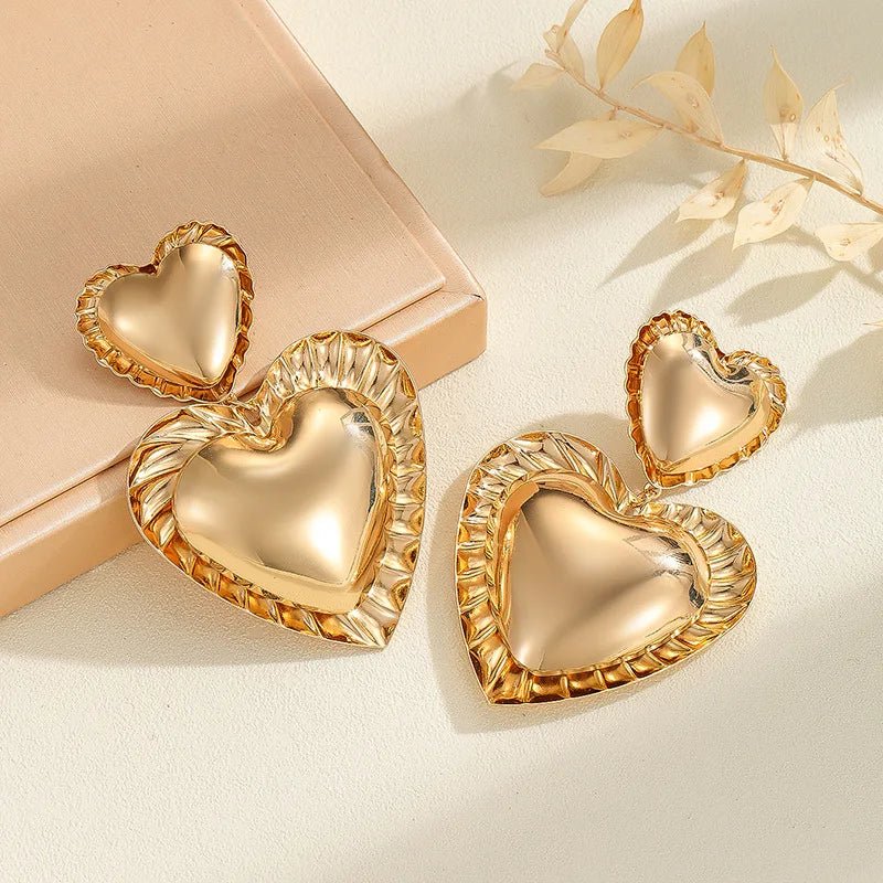 Vintage Inspired Classy Double Heart Earrings