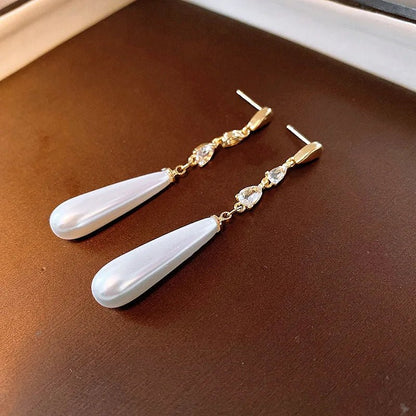 Water Drop Pearl Diamond Earrings