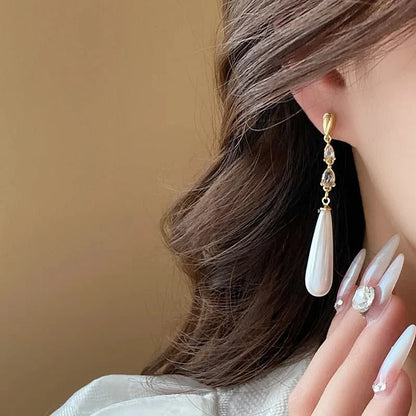 Water Drop Pearl Diamond Earrings
